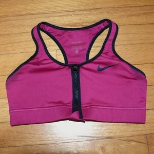 Magenta Nike Pro Dri-Fit Zipper Sports Bra